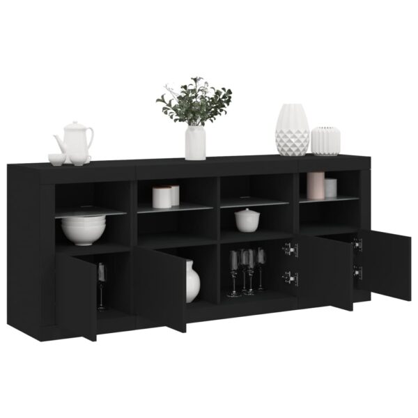 Sideboard with LED Lights Black 163x37x67 cm