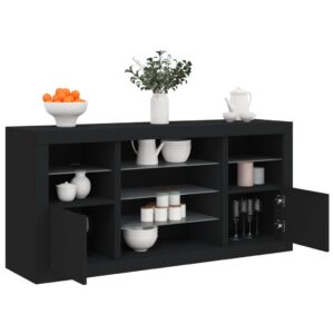 Sideboard with LED Lights Black 142.5x37x67 cm