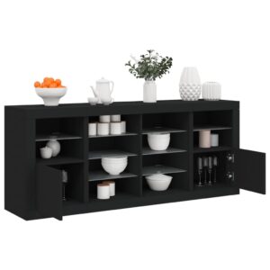 Sideboard with LED Lights Black 163x37x67 cm