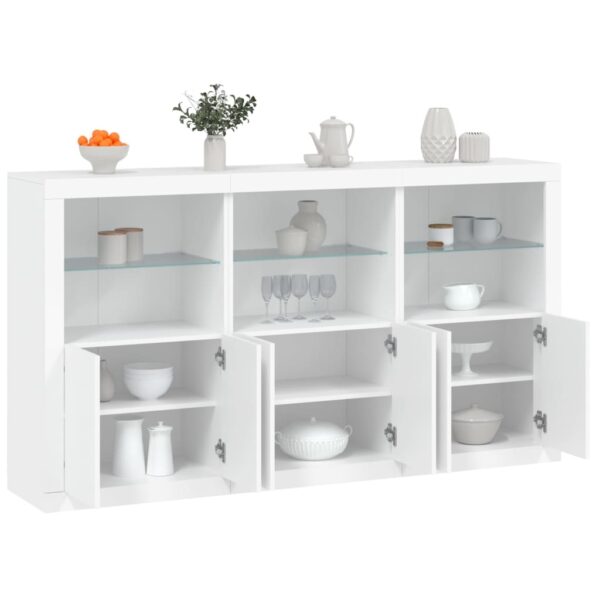 Sideboard with LED Lights White 181.5x37x100 cm