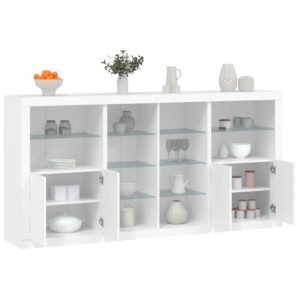 Sideboard with LED Lights White 202x37x100 cm