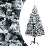 Artificial Christmas Tree with Flocked Snow  Green PVC  Lifelike Appearance  Extra Thick Branches  Indoor and Outdoor Use  210 cm Height