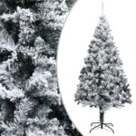 Artificial Christmas Tree Flocked Snow Green PVC Lifelike Extra Thick Branches Indoor Outdoor Use