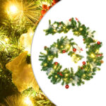 Green Christmas Garland with LED Lights  PVC Material  Indoor and Outdoor Use  Economical and Low Power Consumption