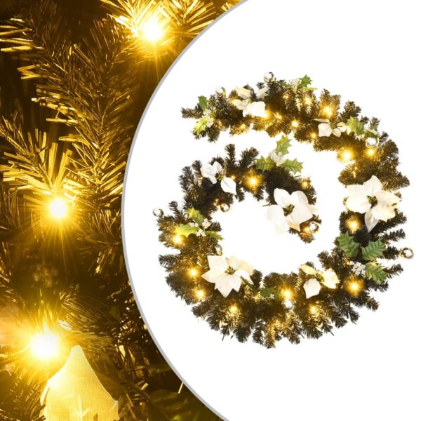 Christmas Garland with LED Lights  Black  2.7m Long  PVC Material  Indoor and Outdoor Use