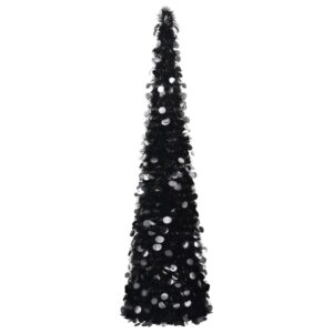 Artificial Pop-Up Christmas Tree in Black  150 cm  Lightweight PET Material  Indoor and Outdoor Use