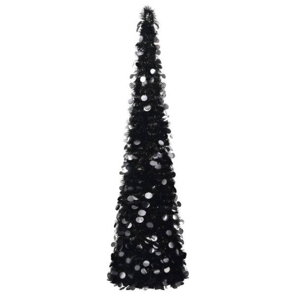 Artificial Pop-Up Christmas Tree in Black  150 cm  Lightweight PET Material  Indoor and Outdoor Use