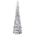 Artificial Christmas Tree Pop-Up Silver 150cm PET Material Lightweight Indoor Outdoor Use