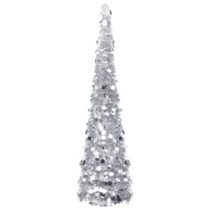 Artificial Pop-Up Christmas Tree in Silver  180 cm Tall  PET Material  Indoor and Outdoor Use