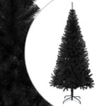 Artificial Black Christmas Tree with Stand  Lifelike PVC Material  Indoor and Outdoor Use  180 cm Height