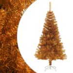 Artificial Christmas Tree with Stand in Gold  150 cm High  PET Material  Indoor and Outdoor Use