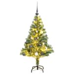 Artificial Christmas Tree with LED Lights  Snow Flocked  Decorative Balls  120cm Height