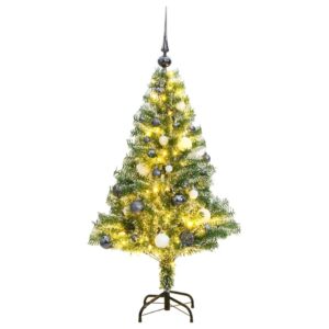 Artificial Christmas Tree with LED Lights  Snow Flocked  Decorative Balls  120cm Height