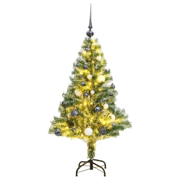 Artificial Christmas Tree with LED Lights  Snow Flocked  Decorative Balls  120cm Height