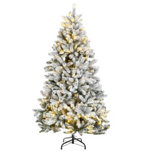 Artificial Hinged Christmas Tree 300 LEDs & Flocked Snow 180 cm