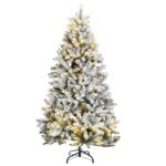 Artificial Hinged Christmas Tree 300 LEDs & Flocked Snow 210 cm