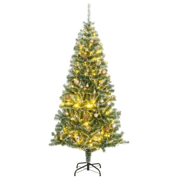 Artificial Christmas Tree with LED Lights  Snow Flocked  Decorative Balls  180cm Tall