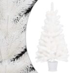 Artificial Christmas Tree Lifelike Needles White 90 cm Indoor Outdoor Use with Pot