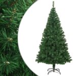 Artificial Christmas Tree Green PVC Material with Thick Branches and Metal Stand 180 cm