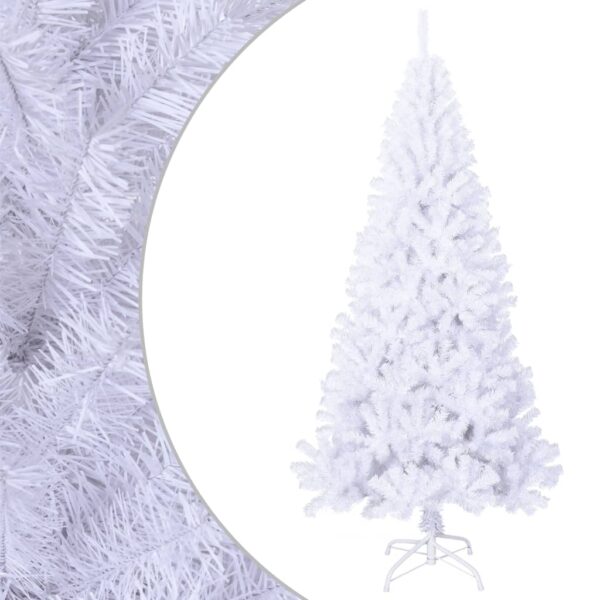 Artificial Christmas Tree White 180 cm PVC with Thick Branches and Metal Stand