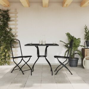 3 Piece Anthracite Metal Mesh Garden Dining Set  Foldable Chairs  Sturdy Tabletop  Elegant Design