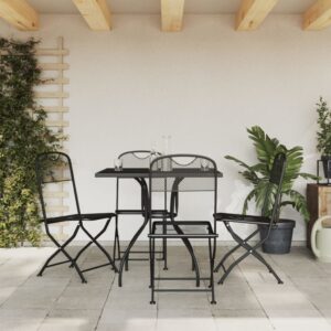 5 Piece Anthracite Metal Mesh Garden Dining Set - Elegant Outdoor Furniture  Sturdy  Foldable Chairs