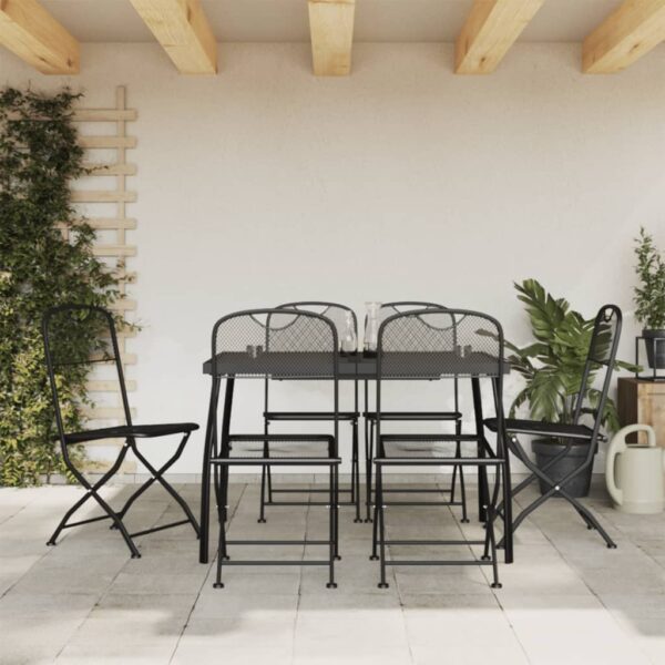 7 Piece Garden Dining Set Anthracite Metal Mesh