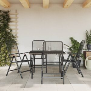 5 Piece Garden Dining Set Anthracite Metal Mesh