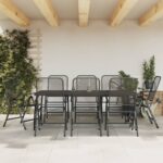 9 Piece Garden Dining Set Anthracite Metal Mesh