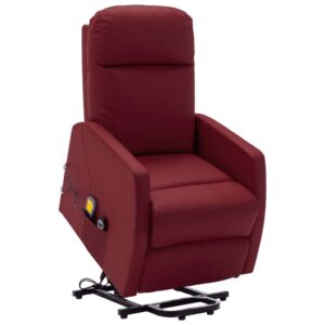 Stand up Massage Chair Wine Red Faux Leather