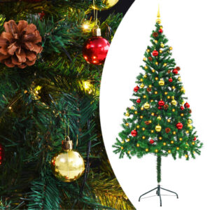 Artificial Pre-lit Christmas Tree with Baubles  Green  180 cm  Indoor and Outdoor Use