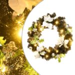 Black Christmas Wreath with LED Lights  Indoor and Outdoor Use  PVC Material  60 cm Diameter