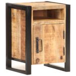 Solid Mango Wood Bedside Cabinet Nightstand with Storage Compartments Rustic Charm