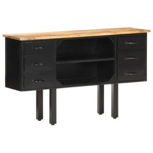 Industrial  Sideboard in Solid Rough Mango Wood and Steel with Ample Storage