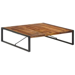 Solid Wood Coffee Table with Sheesham Finish  Industrial   Stable and Durable  Unique Grains