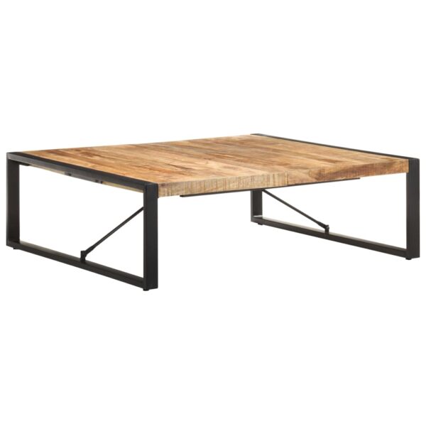 Industrial  Solid Mango Wood Coffee Table with Powder-Coated Steel Legs