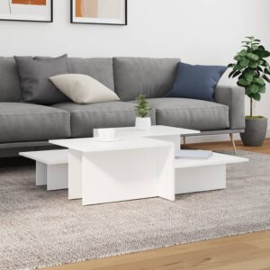 Set of 2 Elegant White Coffee Tables in Engineered Wood - Durable  Moisture Resistant  Easy to Clean