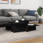 Set of 2 Elegant Black Coffee Tables in Engineered Wood - Durable  Moisture Resistant  Easy to Clean