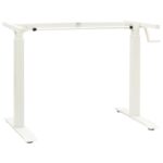 White Manual Adjustable Standing Desk Frame with Hand Crank  Carbon Steel  Height and Width Customizable