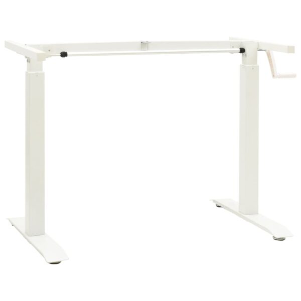 White Manual Adjustable Standing Desk Frame with Hand Crank  Carbon Steel  Height and Width Customizable