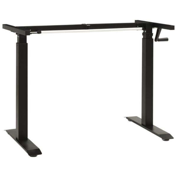 Manual Adjustable Standing Desk Frame  Hand Crank  Black Carbon Steel  Height and Width Flexible