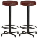 Bar Stools 2 pcs 66 cm Real Leather