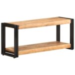 Solid Acacia Wood TV Cabinet with Shelf - Vintage   Handmade  Durable  Industrial Design