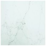 Table Top White 50x50 cm 6 mm Tempered Glass with Marble Design