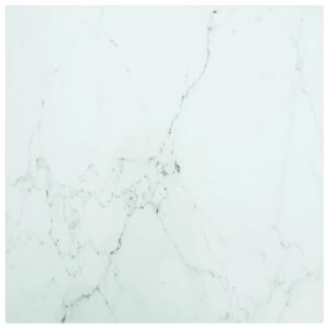 Table Top White 50x50 cm 6 mm Tempered Glass with Marble Design