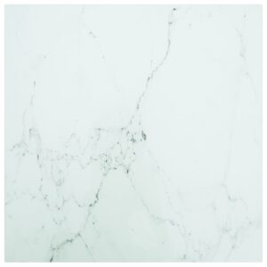 White Tempered Glass Table Top with Elegant Marble Design  Ideal for Dining and Coffee Tables