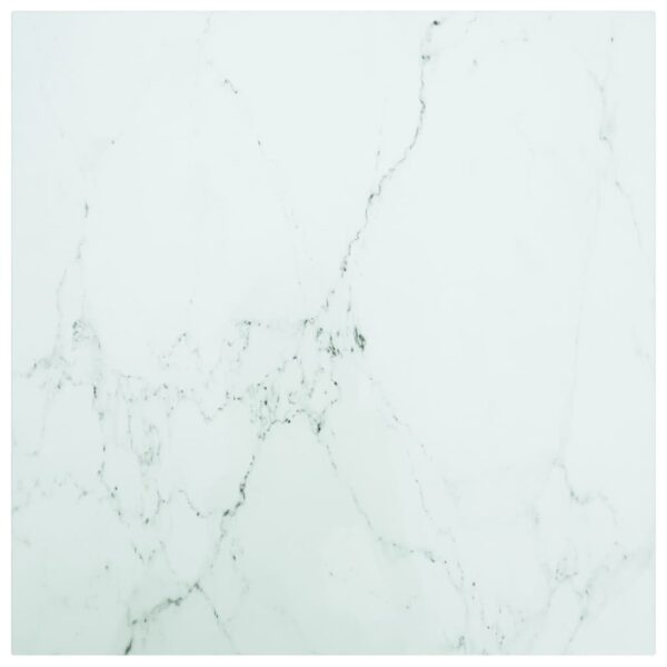 White Tempered Glass Table Top with Elegant Marble Design  Ideal for Dining and Coffee Tables