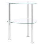 2-Tier Side Table Transparent 38x38x50 cm Tempered Glass