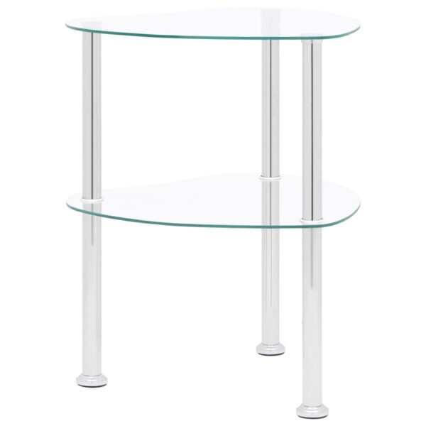 2-Tier Side Table Transparent 38x38x50 cm Tempered Glass