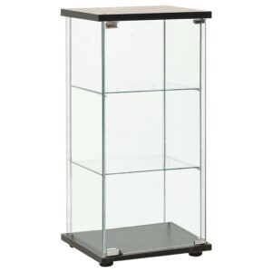 Black Tempered Glass Storage Cabinet with 3 Layers  Sturdy  Easy to Clean  Large Space